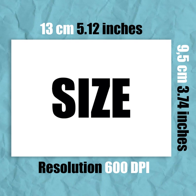 K&ouml;nnte beinhalten: Wei&szlig;es Rechteck mit dem Wort "SIZE" in gro&szlig;en schwarzen Buchstaben. Das Rechteck ist 13 cm x 9,5 cm gro&szlig; und hat eine Aufl&ouml;sung von 600 DPI.