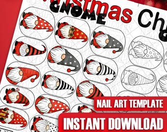 Weihnachts Wichtel Nail Art Vorlagen: Übungsblatt für die Feiertage & DIY Nagel Abziehbild Anleitung