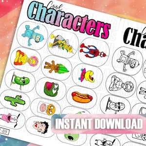 Cool Characters Nail Art Templates | Fun Cartoon Decal Practice Sheet | Printable Nail Design Guide | Digital Nail Art | DIY Nail Stickers