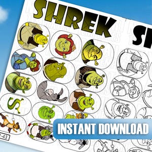 Cartoon Ogre Nail Art Template | Green Ogre Character Nail Decals | Printable Nail Design Sheet | Nail Art Practice Guide