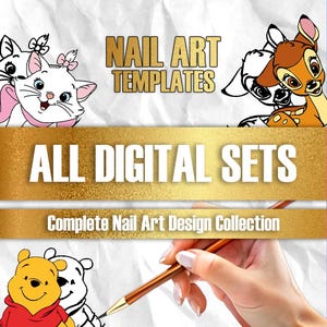Complete Nail Art Design Collection - Black Friday | Nail Art Templates | Practice Sheet | Nail Art Guides | Digital Nail Sticker Design