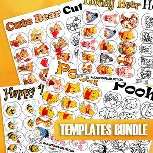 Honey Bear Nail Art Bundle | Cute Bear Nail Stickers | Digital Templates | DIY Nail Decals | Manicure Practice Sheets | Nail Design Guides