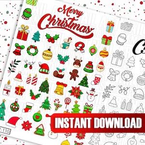 Christmas Nail Art Template | Festive Nail Decal Designs | Digital Transfer Sheets | Holiday Nail Art Guide | Christmas Nail Art Templates