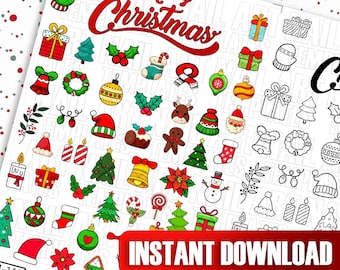 Christmas Nail Art Template | Festive Nail Decal Designs | Digital Transfer Sheets | Holiday Nail Art Guide | Christmas Nail Art Templates