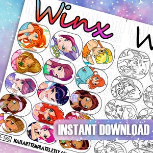 Magical Fairy Nail Art Decals | Printable Nail Sticker | Nail Art Template | Fantasy Character Nail Transfers | Fairy Nail Art Sticker