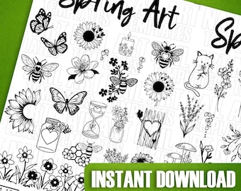 Pegatinas de uñas de primavera / Calcomanías florales para uñas / Pegatinas de mariposas para uñas / Diseños de uñas con abejas / Vinilos para uñas con motivos de naturaleza / Diseños de uñas primaverales adorables
