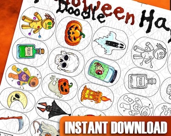Halloween Nail Art Practice Sheets: Spooky Doodle Templates for DIY Decals