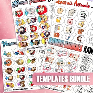 Kawaii Nail Art Templates Bundle | Cute Cartoon Nail Decal Guide | DIY Manicure Transfer Stencil | Printable Nail Sticker Designs Cute Nails