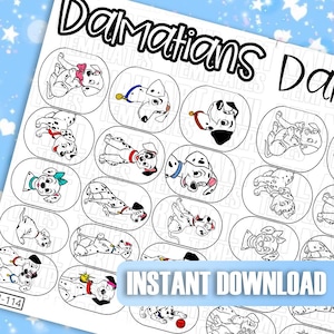 Cute Puppies Nail Art Templates | Dalmatian Nail Decals | Digital Nail Art Guide | Nail Sticker Template | Cartoon Dog Nail Design