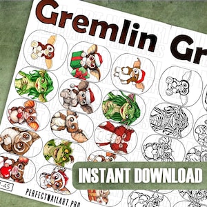 Cartoon Creature Nail Art Guide | Christmas Nail Decal Template | Nail Art Practice Sheet | Monster Nail Design | Digital Nail Stickers