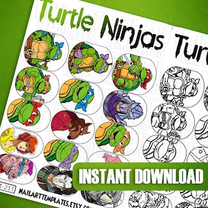 Retro Ninja Nail Art Stickers | Cartoon Classic Hero Nail Templates | DIY Nail Design | Digital Nail Wraps | Printable Nail Art