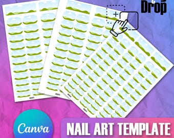 Nailart-ontwerpbundel | Franse nailart-stickers | Sjabloon vierkante nagelfolie, blanco nagelfolieontwerp, nagelstickers waterglijbaan, nailart-mockup