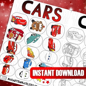 Car Nail Art Templates | Digital Car Design Stickers | Cartoon Vehicle Nail Decals | Nail Design Practice Sheets | Nail Art Printables