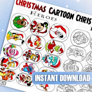 Christmas Nail Art Templates | Festive Cartoon Decals | Digital Nail Decal Guide | Holiday Nail Sticker Template | Reusable Nail Art Designs