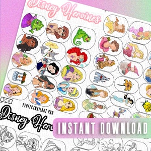 Princess Nail Art Templates | Digital Nail Templates | Digital Nail Decals | Characters Nail Art | Fairy Tale Princess Nail Art