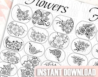Plantillas de arte de uñas con motivos florales / Envolturas digitales para uñas / Calcomanías de flores para uñas / Diseño de arte de uñas DIY / Calcomanías para uñas imprimibles / Guías de arte para uñas