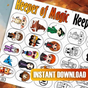 Cute Magic Character Nail Art Templates | Nail Design Stickers | Nail Practice Sheet | Cartoon Nail Decals | DIY Nail Art Practice Sheet