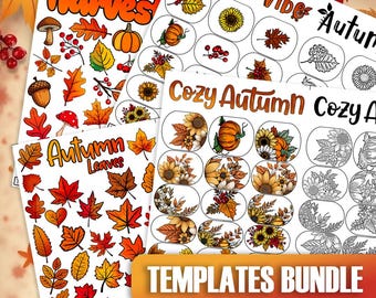 Feuilles d'exercices pratiques pour la création d'ongles d'automne : lot de modèles d'autocollants pour ongles Feuilles d'automne et récolte