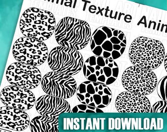 Animal Texture Nail Art Templates | Wild Nail Decal Template | Practice Sheet | Nail Art Guides | Digital Nail Sticker Templates