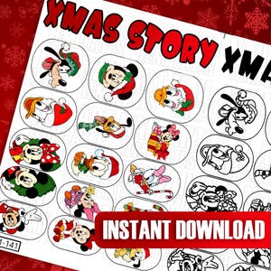 Festive Cartoon Nail Art Digital Sheets | Holiday Nail Decal Designs | Printable Stickers for Nails | Christmas Practice Templates