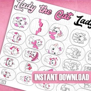Cute Cat Nail Art Templates | Digital Nail Decals | Printable Nail Guides | Cartoon Cats Nail Stickers | Nail Design Practice Sheet