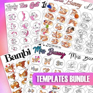 Cute Animal Nail Art Templates Bundle | Cartoon Nail Decal Practice Sheets | DIY Manicure Design Guide | Nail Sticker Transfer Stencils