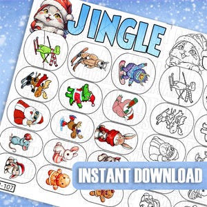 Winter Animals Nail Art Templates | Christmas Nail Decals | Festive Cartoon Nail Art | DIY Nail Design Stencils | Nail Art Practice Sheet