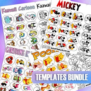 Cute Character Nail Art Templates Bundle | Cartoon Nail Decals | Nail Sticker Guide | DIY Printable Nail Design | Kawaii Nail Practice Sheet
