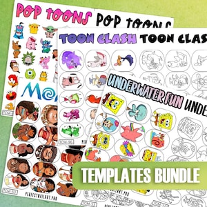 Cartoon Nail Sticker Art Templates Bundle | DIY Nail Decal Practice Sheets | Fun Nail Art Transfer Stencils | Manicure Design Guide