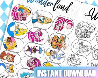 Wonderland Nail Art Templates | Fantasy Decal Template | Practice Sheet | Nail Art Guides | Digital Nail Sticker Designs