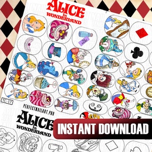 Wonderland Nail Art Templates | Digital Cartoon Character Designs | Nail Sticker Templates | Practice Sheet | Digital Character Decals