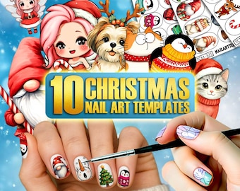 Modèles de décoration d'ongles de Noël : gnomes des Fêtes, animaux et motifs floraux