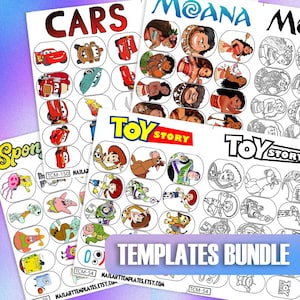 Cartoon Character Nail Art Bundle | Digital Nail Decal Templates | Practice Sheets | DIY Nail Stickers | Printable Nail Art