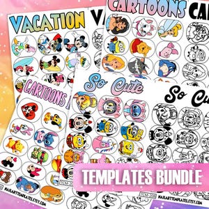 Cartoon Nail Art Printable Templates Bundle | Cute Animal & Vacation Nail Design Sheets | DIY Manicure Transfer Stencils for Practice