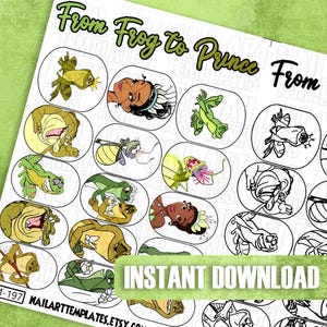 Whimsical Frog Nail Art Templates | Custom Nail Decals | Practice Sheets for Nail Designs | Fantasy Nail Decals | Digital Nail Guide