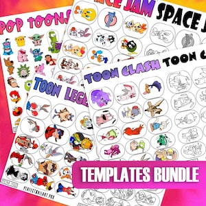 Cartoon Character Nail Art Templates Bundle | Printable Nail Designs | DIY Nail Stickers Practice Sheets | Digital Download for Nails