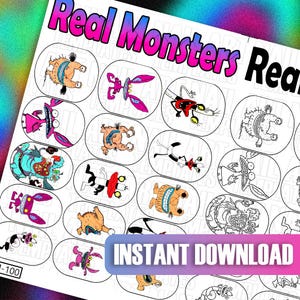 Monster Nail Decal Template | Monster Nail Art Transfer | Printable Nail Art Template | Fun Creature Nail Designs | Digital Nail Art Sticker