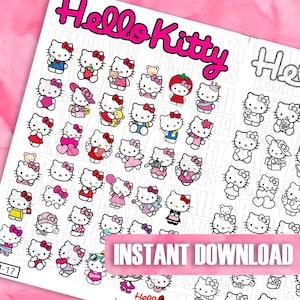 Cute Kitty Nail Art Templates | Cartoon Inspired Nail Decals | Practice Sheets | Unique Nail Art Guides | Nail Art Guides | Nail Decals