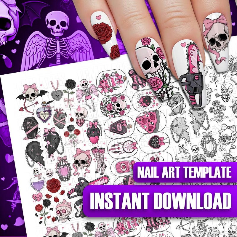 Short Valentine Nail Design - Etsy UK