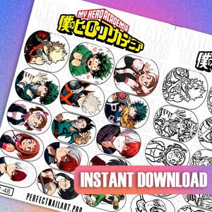 Anime Character Nail Art Templates | Heroic Nail Decals | Printable Digital Nail Art | Nail Design Practice Sheets | Anime Nail Art Stickers