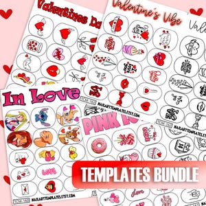 Valentine Nail Art Templates Bundle | Cute Love Digital Design | Printable Nail Decals | Valentine's Day Nail Sticker | Nail Art Love Bundle