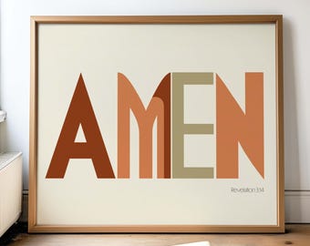 Amen Druck Digitaler Download Jesus Typografie Poster Christliche Wandkunst Religiöses Dekor Schrift Vers Glaube Geschenk Bibel Zitat Kunstwerk Wohnheim