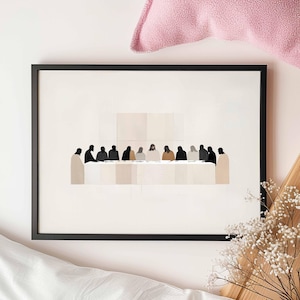 The Last Supper Christian Wall Art, Minimalist Bible Story Print, Neutral Tones Digital Download, Modern Faith Home Decor, Christian Gift