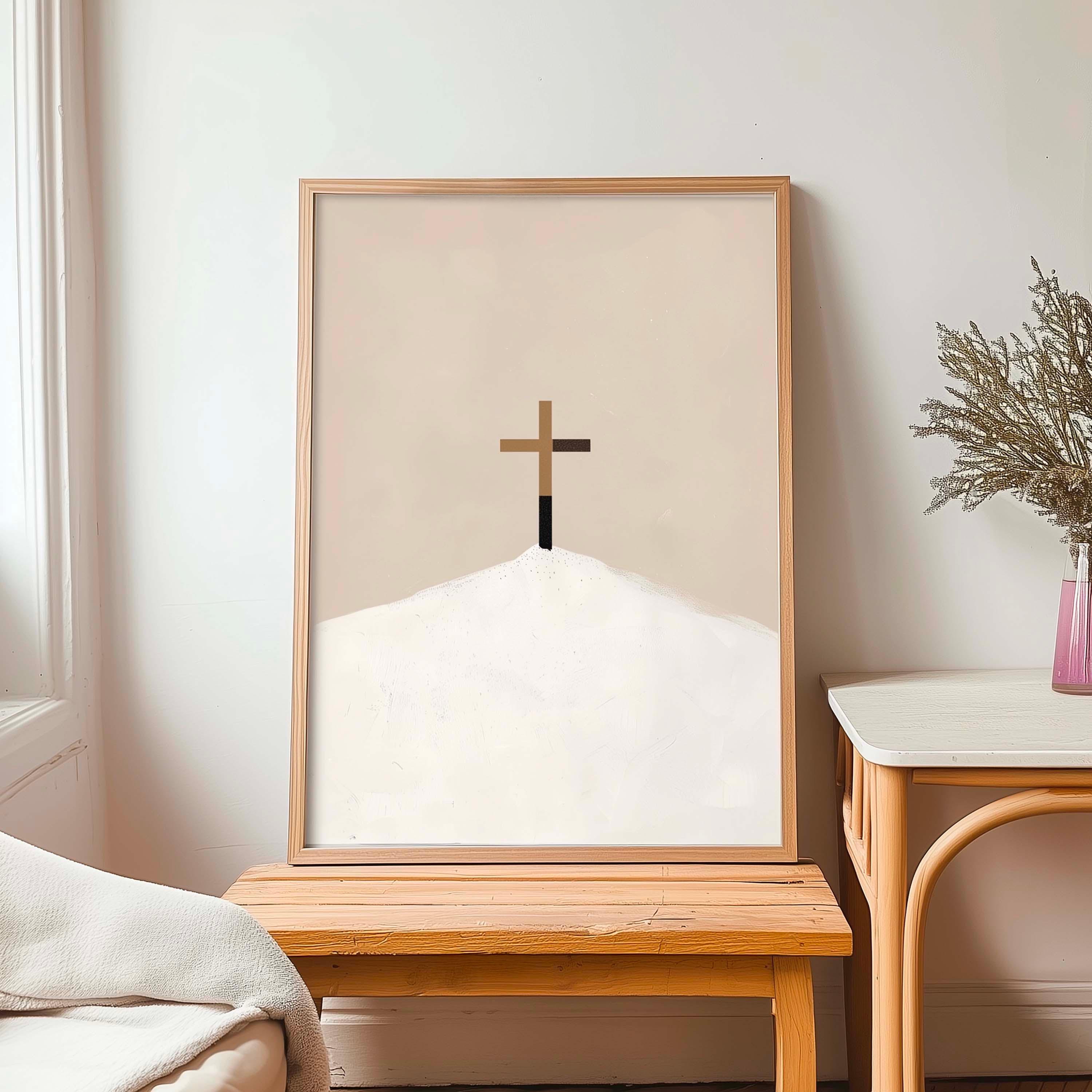 Christian Wall Art Holy Cross – Minimalist Neutral Beige Modern ...