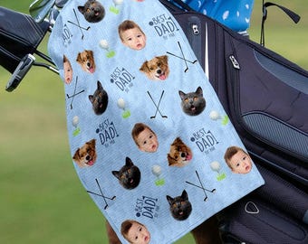 Custom Golf Towel With Kids Photo, Golf Lover Gift, Kids Golf Rag, Gift For Him, Dad gift, Custom Name Father Day Golf Gift, Best Dad by Par