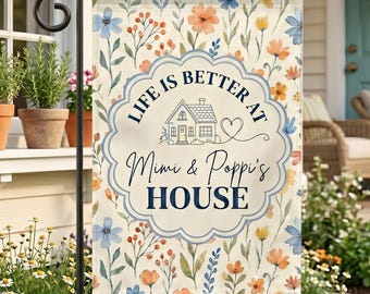Personalized Floral Garden Flag, Custom Names Granpa Granddad Garden Flag, Grandparents, Father's Day Gift From Grandkids