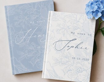 French Toile De Jouy Vow Books, Custom His And Her Vow Books Elegant Wedding Journal, Personalized Romantic Wedding Ceremony Gift