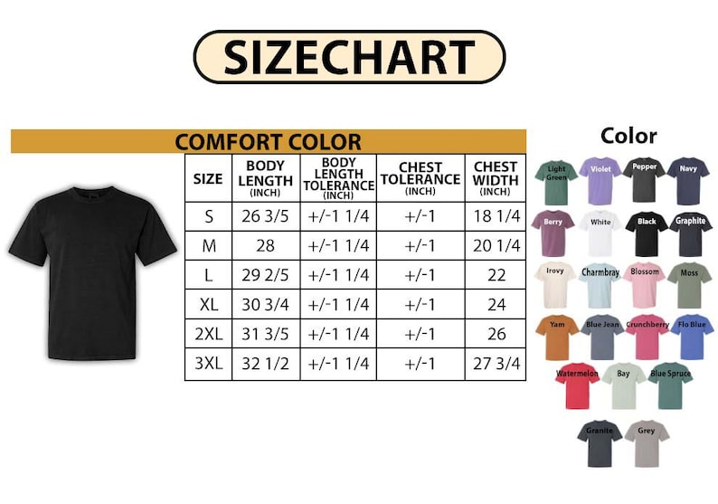 a t - shirt with different colors and sizes