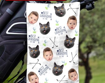 Custom Golf Towel With Kids Photo, Golf Lover Gift, Kids Golf Rag, Gift For Him, Dad gift, Custom Name Father Day Golf Gift, Best Dad by Par