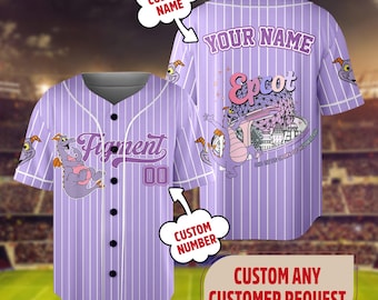 Custom Disney Figment Little Spark Baseball Jersey, Funny Purple Dragon Family Trip Outfit, Figment Baseball Jersey Sport Gift For Fans